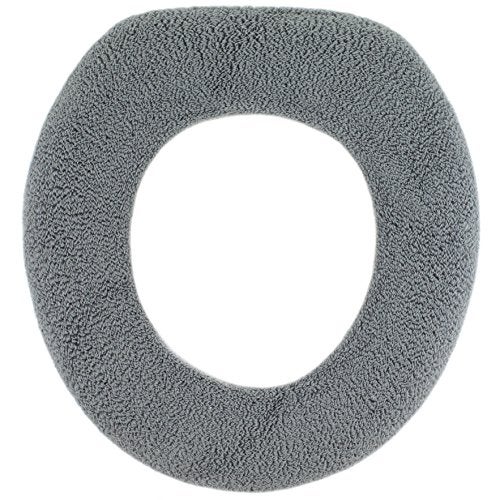 Warm-n-Comfy Soft Toilet Seat Cover - Plush & Thick Fabric Toilet Seat Warmer for Round & Elongated 14x18" Toilet Seats - Reusable, Machine-Washable, Easy-Install - Gift-Ready Packaging - Frost Gray - Image 1