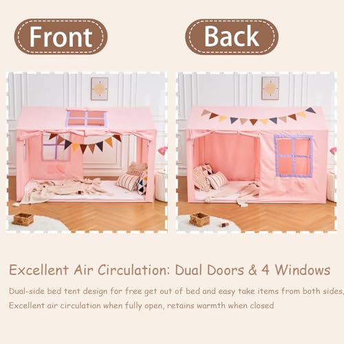 WANFASO Twin Bed Tent Indoor Bed Canopy Kids Tents for Girls with 2 Doors, Breathable Private Space Fort Tents for Kids Floor Bed (Twin, Pink) - Image 5