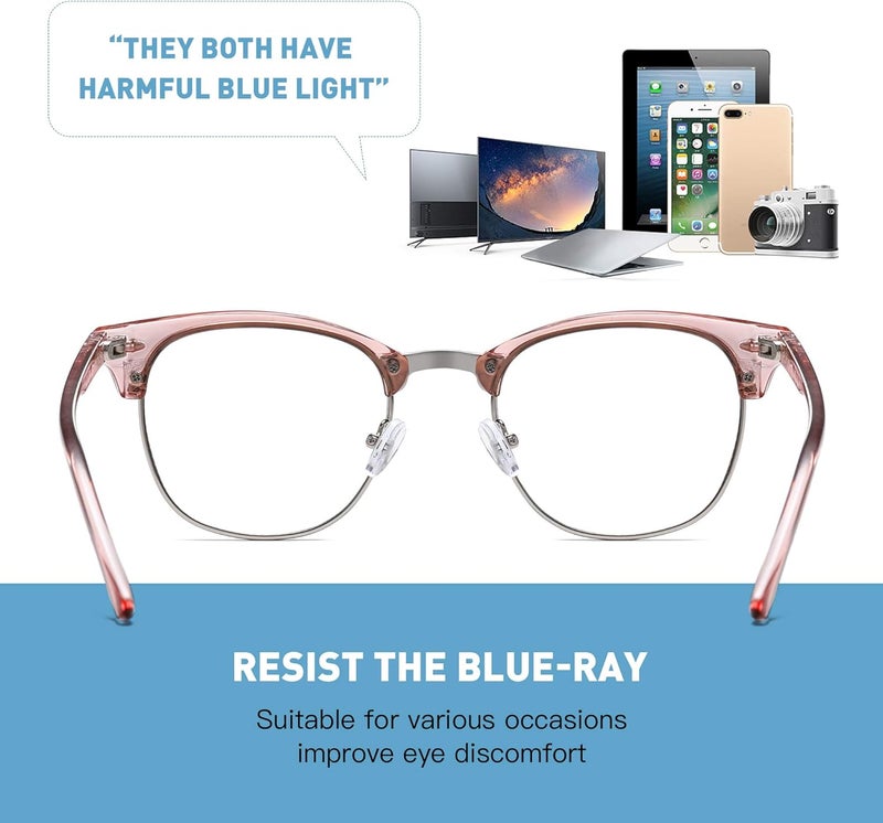 AOMASTE Store Blue Light Blocking Glasses Vintage Half Frame UV Clear Lens Anti Eyestrain Computer Gaming Glasses for Women - Image 4
