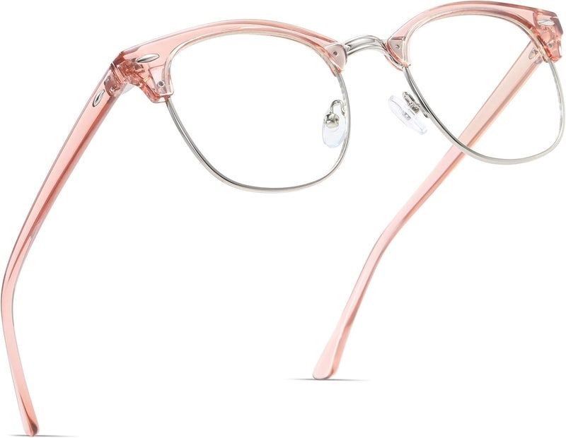 AOMASTE Store Blue Light Blocking Glasses Vintage Half Frame UV Clear Lens Anti Eyestrain Computer Gaming Glasses for Women - Image 1