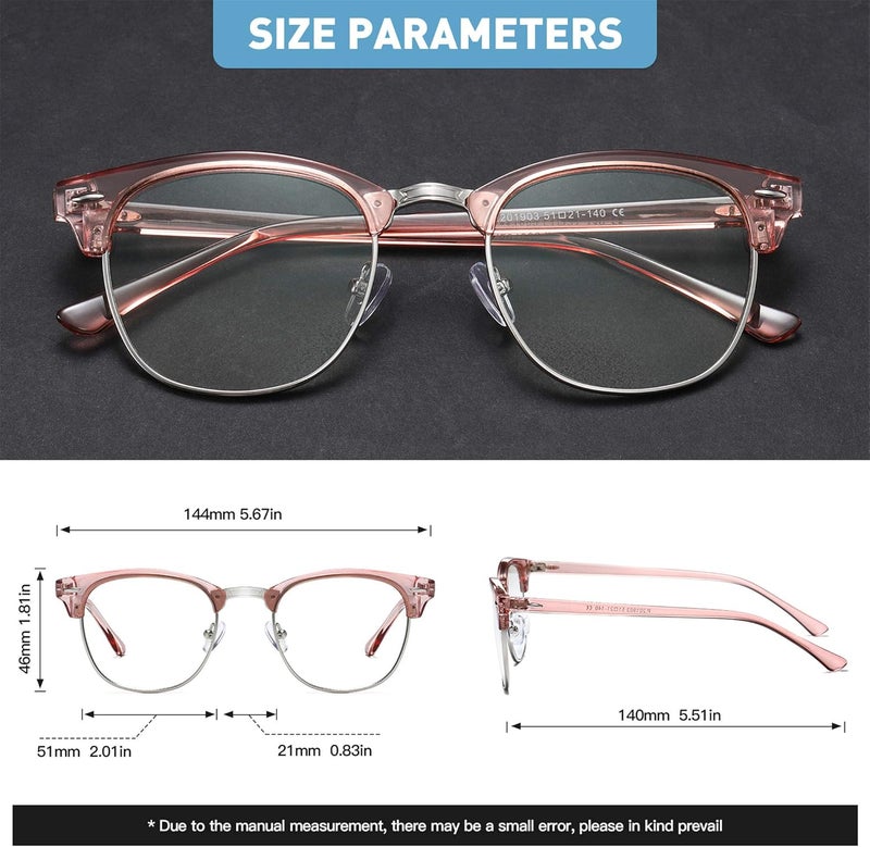 AOMASTE Store Blue Light Blocking Glasses Vintage Half Frame UV Clear Lens Anti Eyestrain Computer Gaming Glasses for Women - Image 2