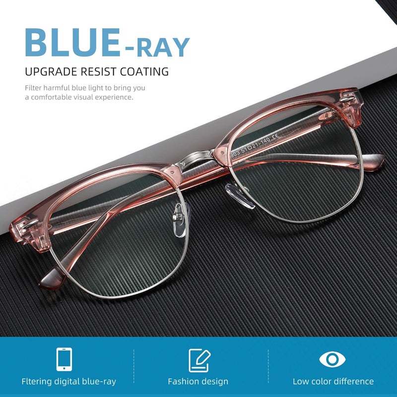 AOMASTE Store Blue Light Blocking Glasses Vintage Half Frame UV Clear Lens Anti Eyestrain Computer Gaming Glasses for Women - Image 5