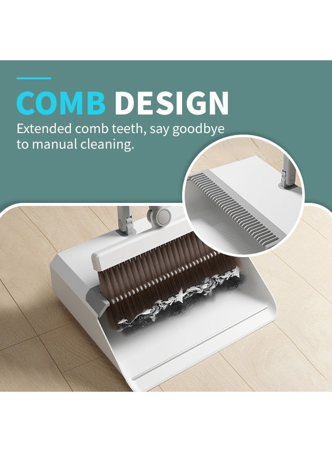 Broom and Dustpan Set Lightweight Cleaning Tools with 180° Rotating Broom, Foldable Dustpan & Hanging Design, Durable Broom and Dustpan Cleaning Supplies for Household, Kitchen, and Office  - Image 4