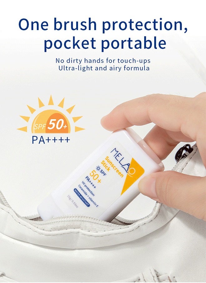 MELAO - 15g Airy Sun Stick SPF 50+ PA++++, Non-Greasy Sunstick for Face and Sensitive Skin - Image 1