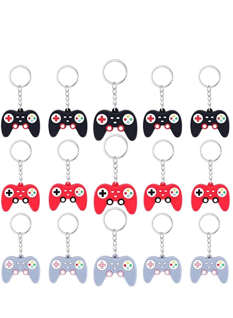 KASTWAVE Keychains Video Game Controller Keychains Game Controller Handle Key Ring Pendant Charms for Video Game Party Favors Birthday Baby Shower Gifts 3 Colors 15 Pieces - Image 1