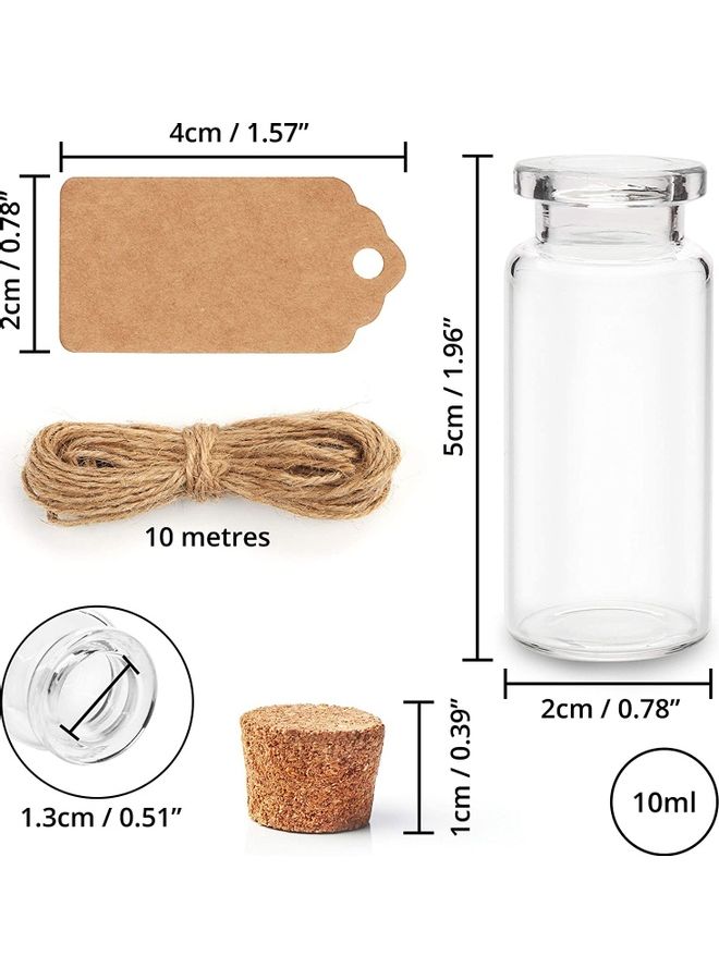 Clear Glass Bottles with 64 Cork Stoppers - 10ml Capacity - Image 2