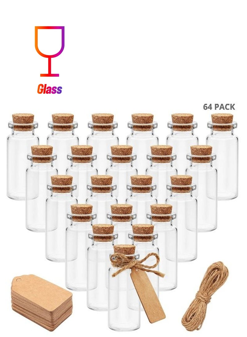 Clear Glass Bottles with 64 Cork Stoppers - 10ml Capacity - Image 1