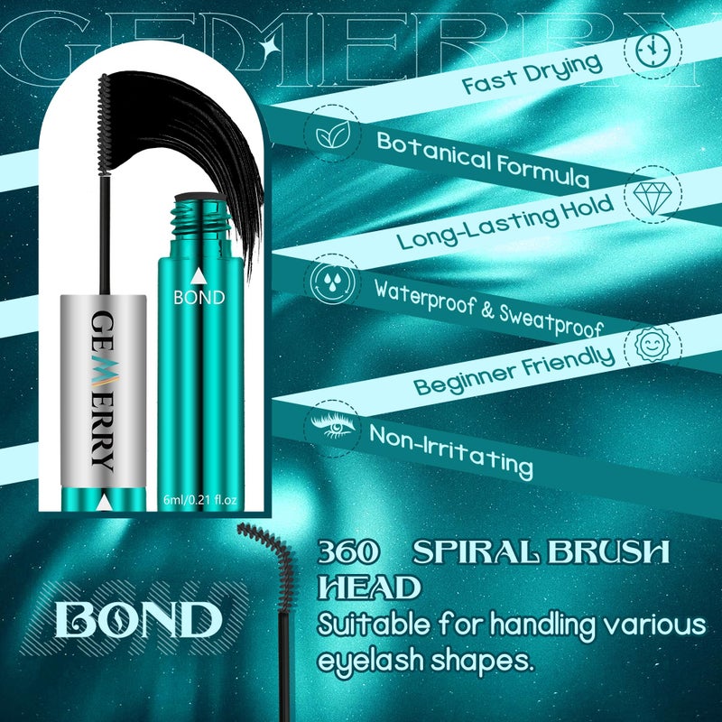 GEMERRY غراء رموش GEMERRY المقاوم للماء 12 مل لرموش الكتل يدوم طويلاً لمدة 72-96 ساعة غراء كتل الرموش للاستخدام الذاتي في المنزل - Image 3