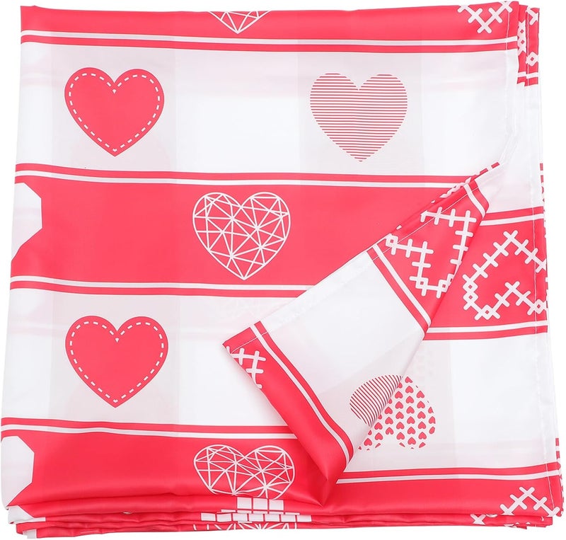 GALPADA Valentine’s Day Shower Curtain 72x72in Polyester Washable Bathroom Curtain with Heart Print Extra Long Waterproof for Home Bath Decor - Image 1