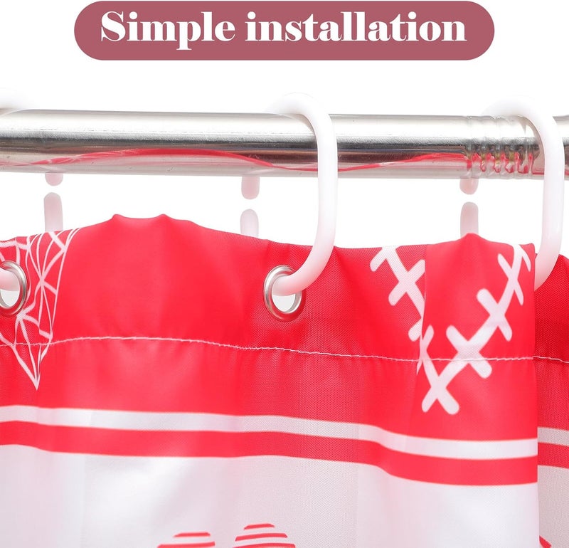 GALPADA Valentine’s Day Shower Curtain 72x72in Polyester Washable Bathroom Curtain with Heart Print Extra Long Waterproof for Home Bath Decor - Image 3
