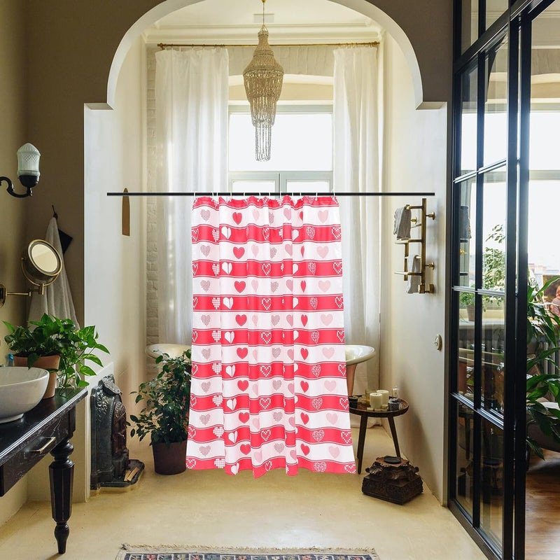 GALPADA Valentine’s Day Shower Curtain 72x72in Polyester Washable Bathroom Curtain with Heart Print Extra Long Waterproof for Home Bath Decor - Image 4