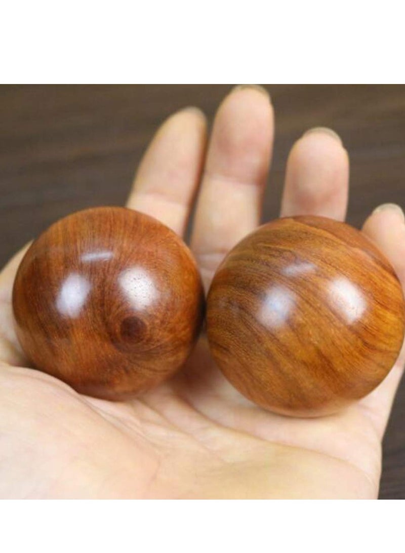 SOLARAE 2 PCS Wooden Round Balls, Meditation Balls Qigong Balls Massage Ball Hand Massage Ball Chinese Health Exercise Balls for Relaxation Hand Therapy 4CM - Image 3