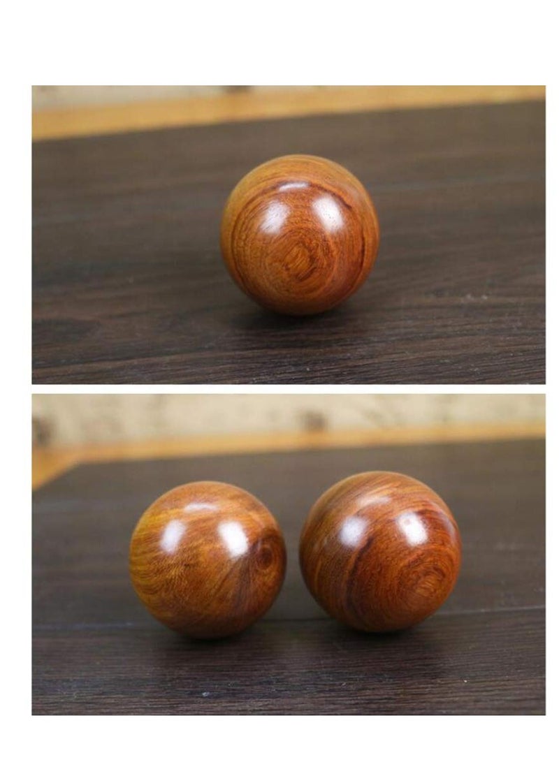 SOLARAE 2 PCS Wooden Round Balls, Meditation Balls Qigong Balls Massage Ball Hand Massage Ball Chinese Health Exercise Balls for Relaxation Hand Therapy 4CM - Image 2