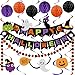 meowtastic Happy Halloween Banner Decorations Halloween Banner with Honeycomb Ball Hanging Swirl Streamer Circle Dot Garland Decorations for theme Party Decorations - Image 3