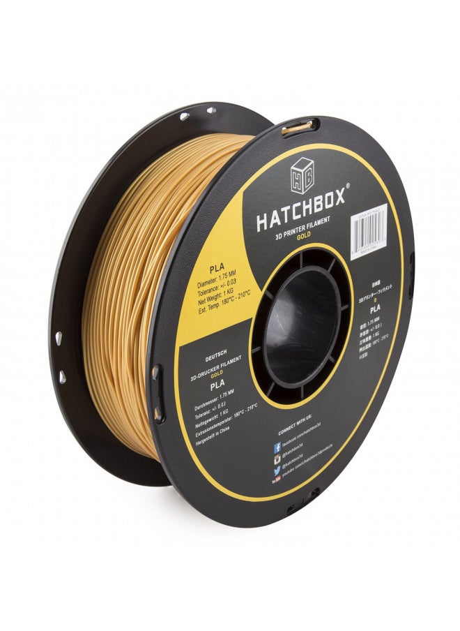 HATCHBOX HATCHBOX 1.75mm Gold PLA 3D Printer Filament, 1 KG Spool, Dimensional Accuracy +/- 0.03 mm, 3D Printing Filament  - Image 1