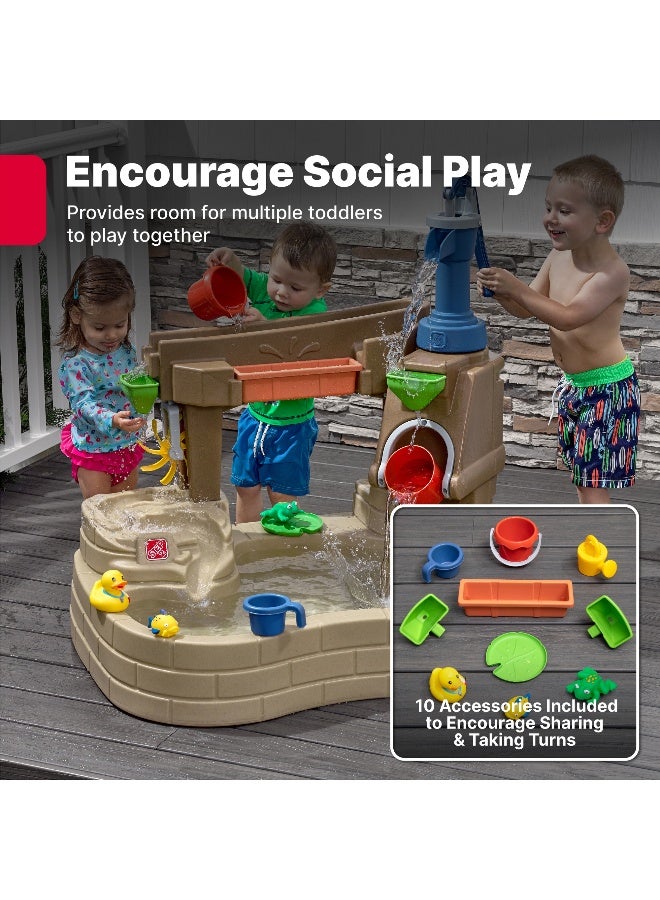 ستيب2 بركة اكتشاف مضخة ورشاش من ستيب 2، طاولة مياه داخلية وخارجية ومجموعة ألعاب حسية مع دش مطري وحائط، مجموعة إكسسوارات من 10 قطع، مركز أنشطة في الفناء الخلفي، مناسبة للأولاد والبنات من عمر سنتين فما فوق - Image 4