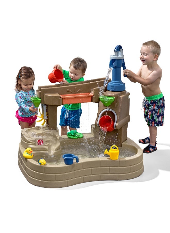 ستيب2 بركة اكتشاف مضخة ورشاش من ستيب 2، طاولة مياه داخلية وخارجية ومجموعة ألعاب حسية مع دش مطري وحائط، مجموعة إكسسوارات من 10 قطع، مركز أنشطة في الفناء الخلفي، مناسبة للأولاد والبنات من عمر سنتين فما فوق - Image 1