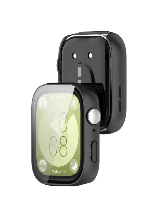 PC Case + Screen Protector For Huawei Watch Fit 3 All-around Anti-scratch Frame Screen Protective Shell (Black)  - Image 5