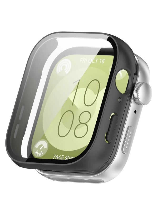 PC Case + Screen Protector For Huawei Watch Fit 3 All-around Anti-scratch Frame Screen Protective Shell (Black)  - Image 1
