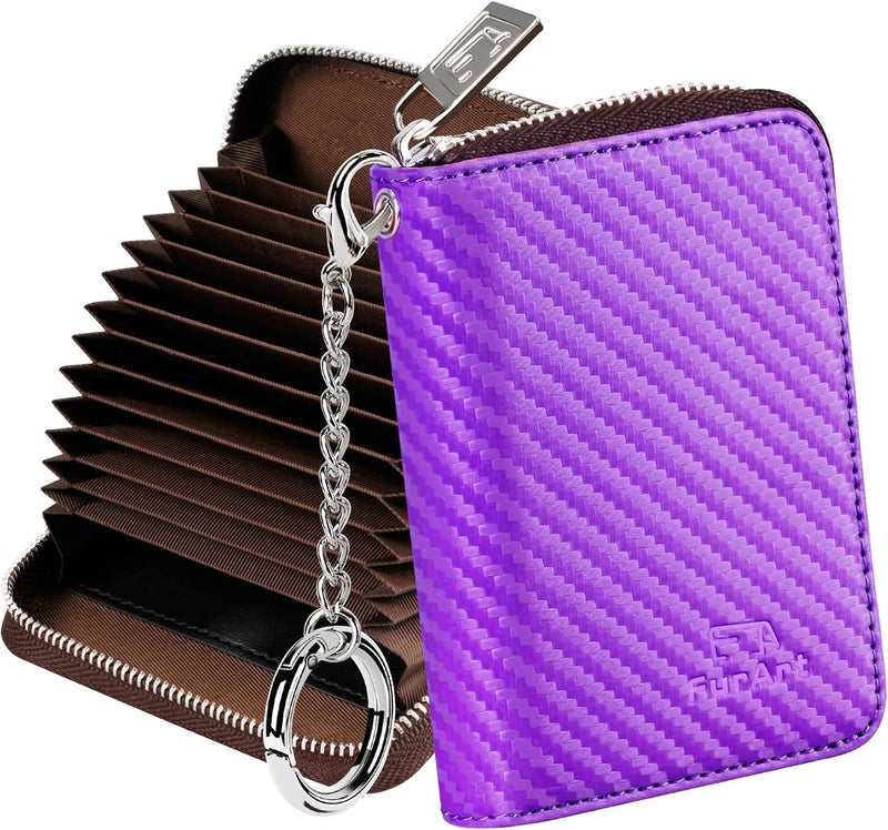 FurArt Zipper Wallet Women, RFID Blocking Credit Card Wallet, Business Card Holder, Compact Size KeyChain Wallet - Image 1