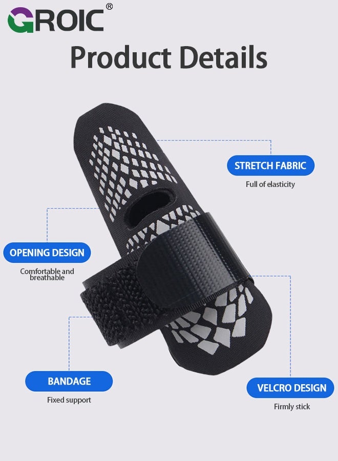 GROIC 2 قطع واقي أصابع كرة السلة، لفافات جبيرة الأصابع قابلة للتعديل، دعامة إصبع الزناد، جبائر صديق الإصبع، واقيات إصبع ماليت، أكمام دعم الأصابع الواقية لكرة السلة والكرة الطائرة والتنس - Image 3