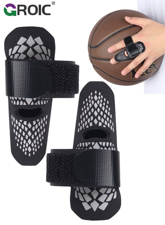 GROIC 2 قطع واقي أصابع كرة السلة، لفافات جبيرة الأصابع قابلة للتعديل، دعامة إصبع الزناد، جبائر صديق الإصبع، واقيات إصبع ماليت، أكمام دعم الأصابع الواقية لكرة السلة والكرة الطائرة والتنس - Image 1