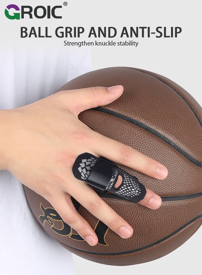 GROIC 2 قطع واقي أصابع كرة السلة، لفافات جبيرة الأصابع قابلة للتعديل، دعامة إصبع الزناد، جبائر صديق الإصبع، واقيات إصبع ماليت، أكمام دعم الأصابع الواقية لكرة السلة والكرة الطائرة والتنس - Image 4