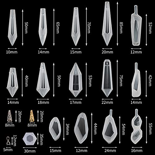 Suhome Crystal Resin Molds,15 PCS Silicone Molds for Resin, Pendulum Resin Pendant Molds for Making Necklace, UV - Image 5