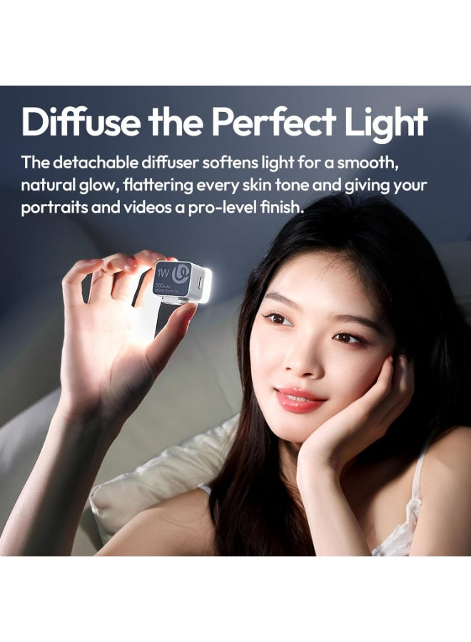يولانزي مصباح الهاتف المكعب الصغير يولانزي DG01، مصباح LED محمول للكاميرا، متوافق مع كاميرات الحركة DJI OSMO Pocket 3 وSony zv-e 10 وCanon r550، يدعم خاصية الجذب المغناطيسي والشحن من النوع C لحامل ثلاثي القوائم ULANZI JJ02 - Image 4