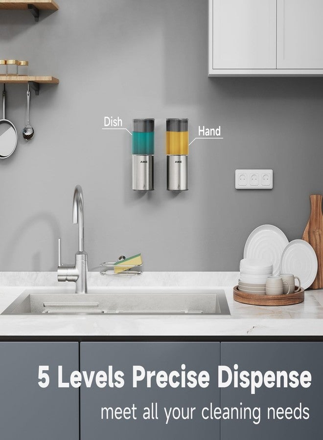 AIKE Automatic Soap Dispenser Wall Mounted for Kitchen and Bathroom, IPX7 Waterproof with Brushed Stainless Steel Finish 13.5fl.oz. for Liquid Soap - Image 3