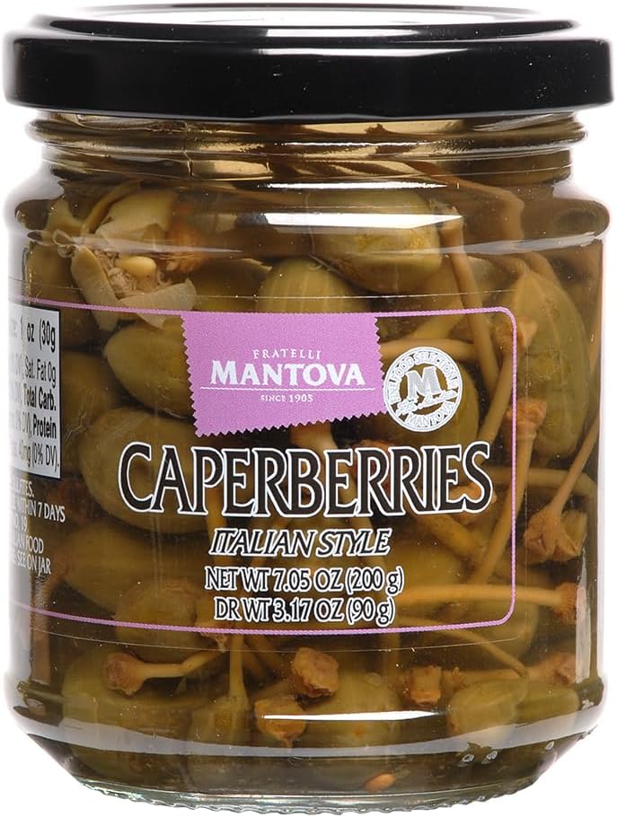 Mantova Italian Style Caperberries in Mild Vinegar Brine, 7.05 oz (Pack of 2) - Image 1