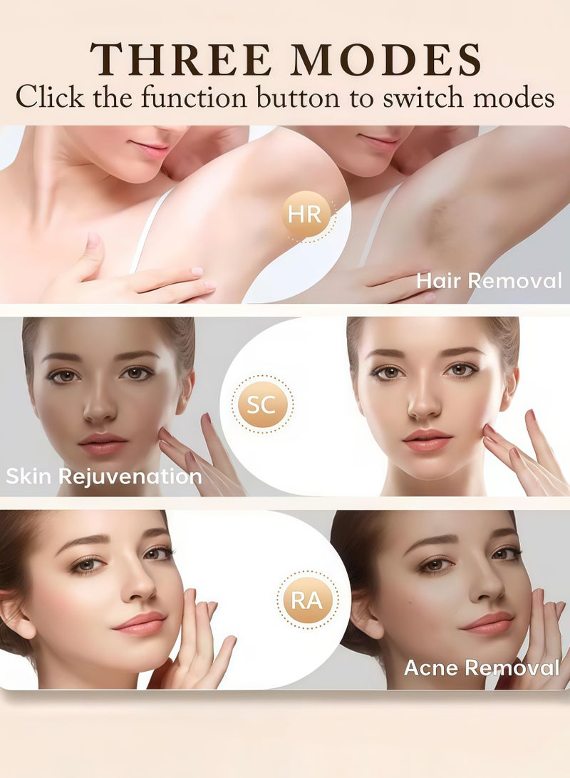 3-in-1 IPL Laser Hair Removal & Skin Rejuvenation Device – Painless Hair Remover for Face & Body, Photorejuvenation for Wrinkles, Acne, Dark Spots, Infrared Light Boosts Collagen, Cooling System - Image 2