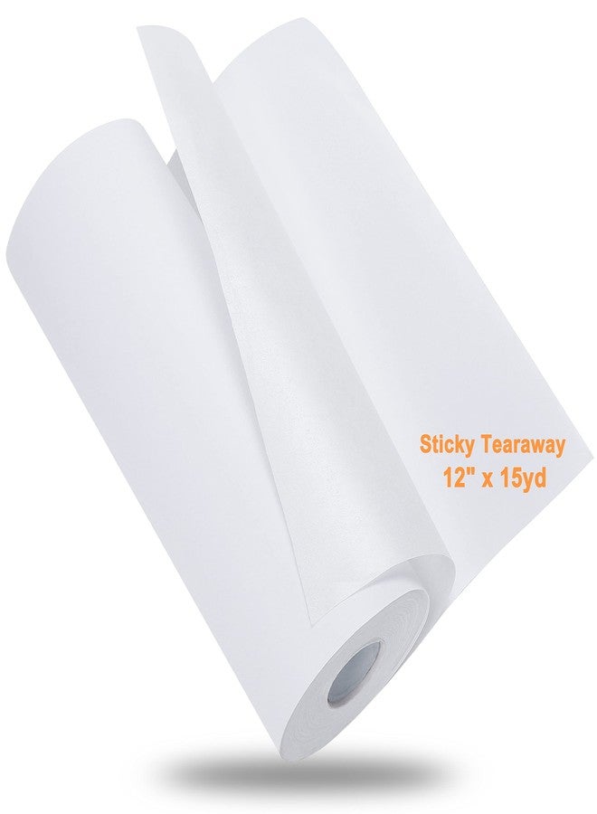 New brothread Sticky Self-Adhesive Tear Away Embroidery Stabilizer Backing 12" x 15 Yd roll - Medium Weight for Napped Fabric & Hoop Less Embroidery - Image 1