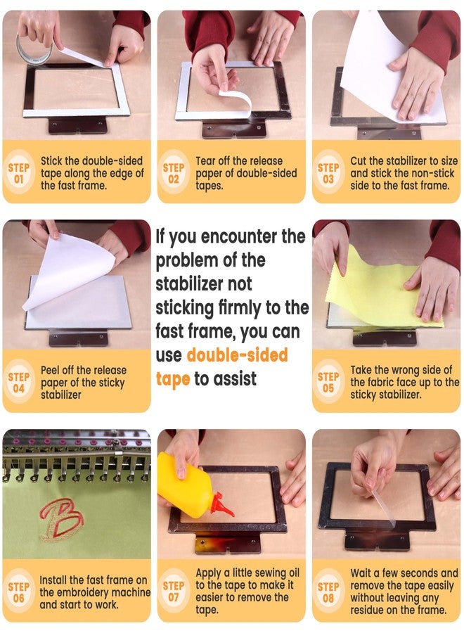 New brothread Sticky Self-Adhesive Tear Away Embroidery Stabilizer Backing 12" x 15 Yd roll - Medium Weight for Napped Fabric & Hoop Less Embroidery - Image 4