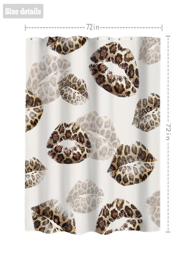 LIGHTINHOME Leopard Print Lips Shower Curtain 72Wx72H Inches Cheetah Print Funky Wild Fashion Kissing Lips Girly Bathroom Curtains Fabric Waterproof Polyester Bathroom Home Decor Set with Hooks - Image 5