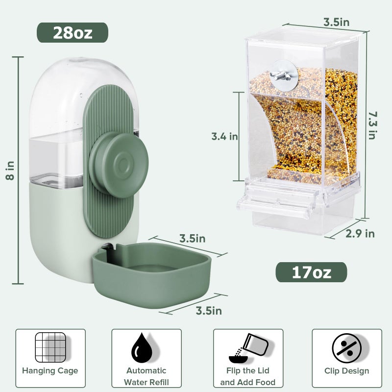Lemtrflo No Mess Bird Feeder & Water Dispenser Set - Automatic Feeding & Hydration, Parakeet Cage Accessories for Parrots, Cockatiels, Finches, Lovebirds & Budgies - Image 2