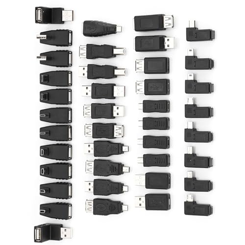 VGEBY 40 Pcs USB Adapter Kit, Mini Changers Adapter Converter Connectors USB Male to Female Micro USB - Image 3