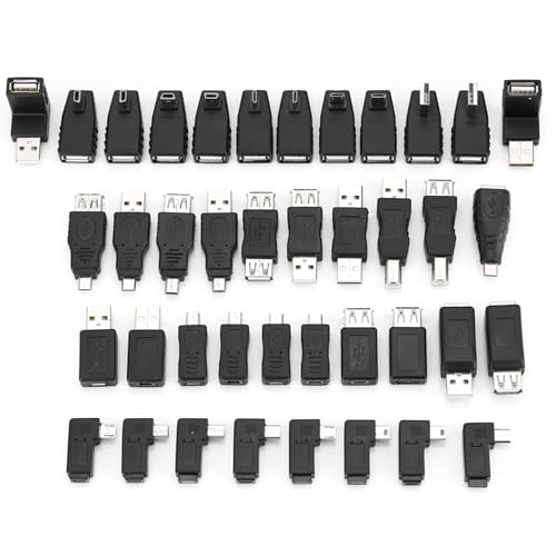 VGEBY 40 Pcs USB Adapter Kit, Mini Changers Adapter Converter Connectors USB Male to Female Micro USB - Image 1