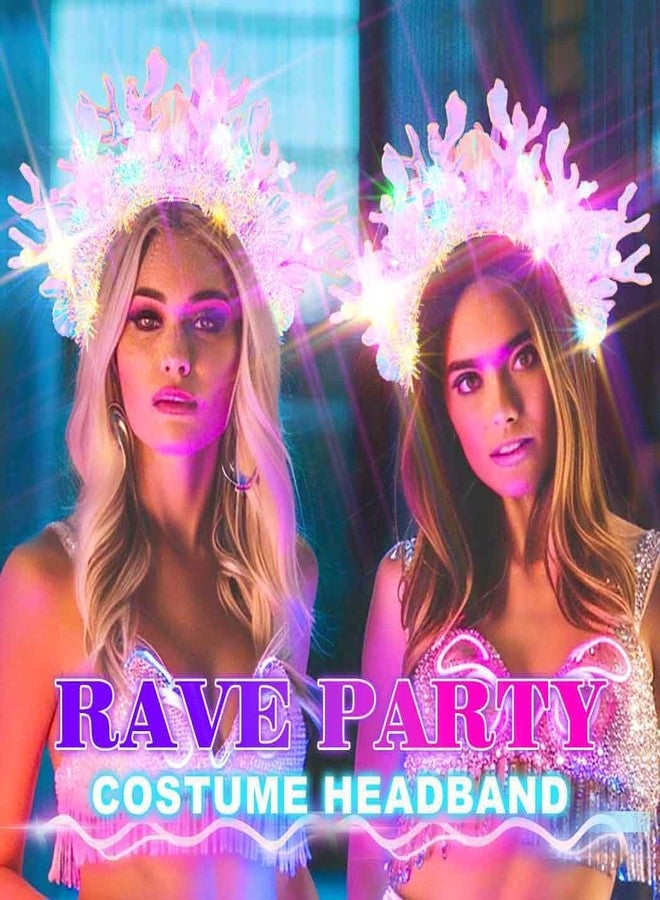 Zoestar Light Up Mermaid Headband Under the Sea Costume Headpiece Coral Hair Accessories for Women - Image 5