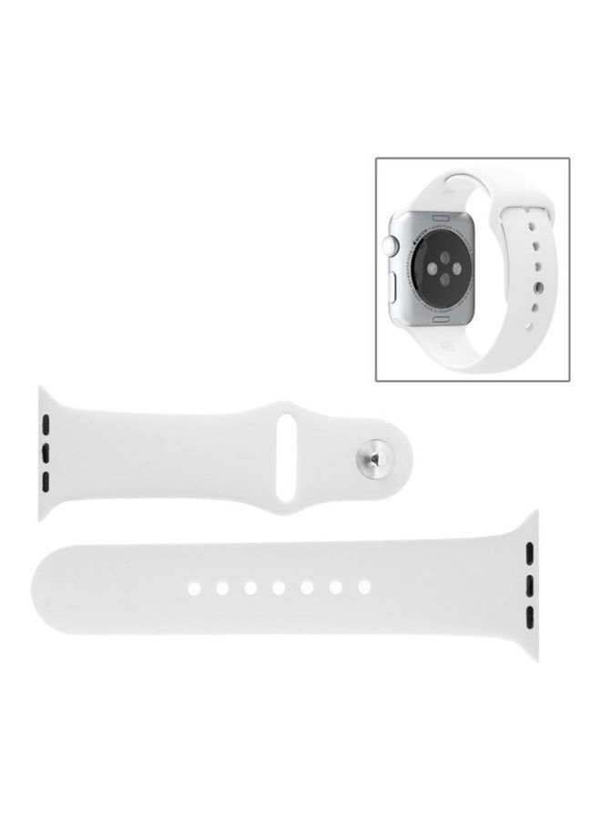 BGM Silicone Replacement Wrist Strap For Apple Watch 38mm White - Image 1