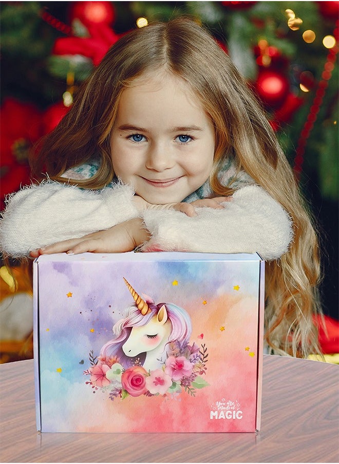 Unicorn Gift Set for Girls, Birthday Gifts,Ramadan Gift Box, Back-to-School Gifts, Graduation Gifts, and Girls' Toys for Ages 4 to 18 Combined Materials Pink