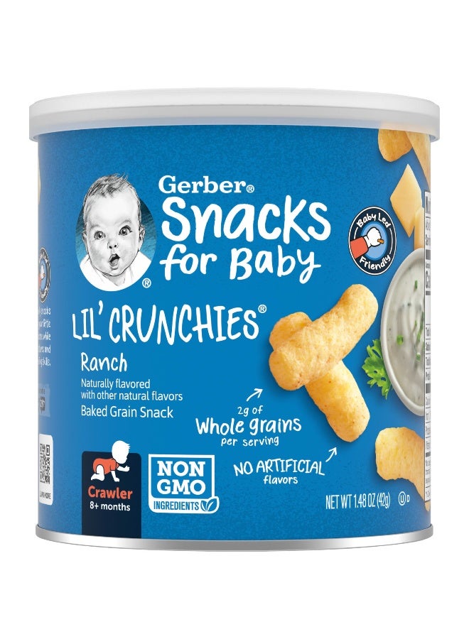Gerber Gerber, Snacks for Baby, Lil' Crunchies, Baked Grain Snack, 8+ Months, Ranch, 1.48 oz (42 g)  - Image 1