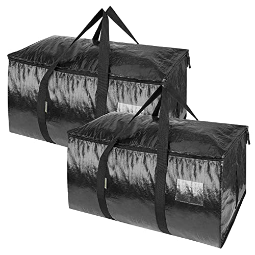 BALEINE 2-Pack Oversized Moving Bags with Reinforced Handles, Heavy-Duty Storage Tote for Clothes, Moving Supplies (Black, 2-Pack) - Image 1
