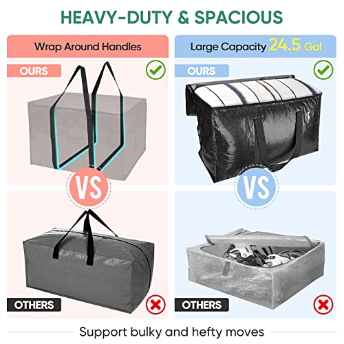 BALEINE 2-Pack Oversized Moving Bags with Reinforced Handles, Heavy-Duty Storage Tote for Clothes, Moving Supplies (Black, 2-Pack) - Image 4