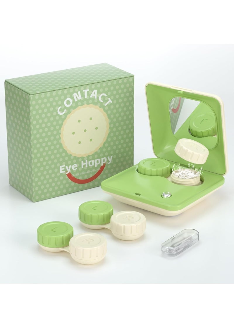 Contact Lens Cleaner Machine, Portable Contact Lens Case, Ultrasonic Contact Lens Cleaner, Auto Contact Lens Cleaning Machine, with Big Mirror, for Daily Care, Fit Soft Lens Hard Lens Colored Lens - Image 1