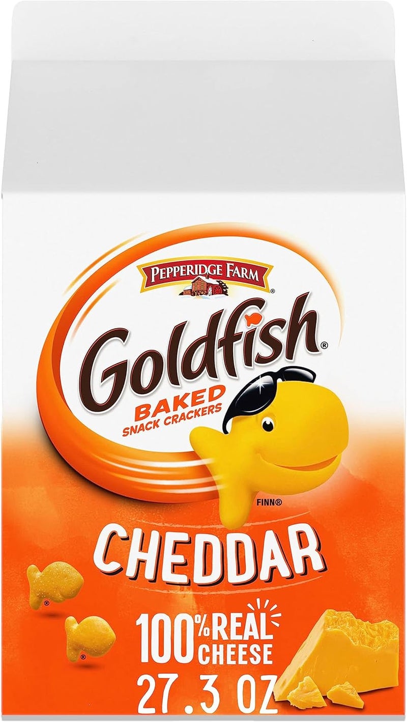 Goldfish Cheddar Cheese Crackers, 27.3 oz Carton - Fun Fish-Shaped Snack with 100% Real Cheese - Image 1
