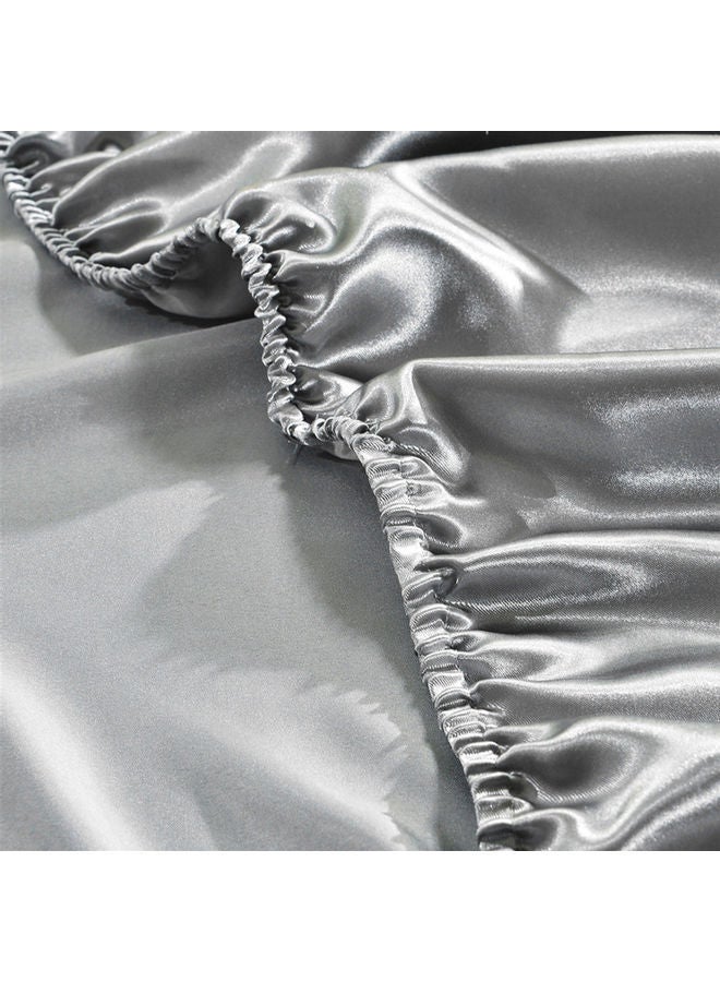 NIBEMINENT Well-made Soft Silk Fitted Sheet Cover Polyester Grey 37.00 x 3.00 28.00cm - Image 2