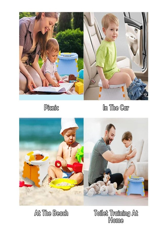 Ndola Foldable Toilet Trainer Kids Travel Pot Toilet Seat Baby Pot Seat wi Guard 30 Bags Storage Bag Soft Silicone Mat Portable Pot Training Seat for Home Travel On- e-Go Indoor (2) - Image 5