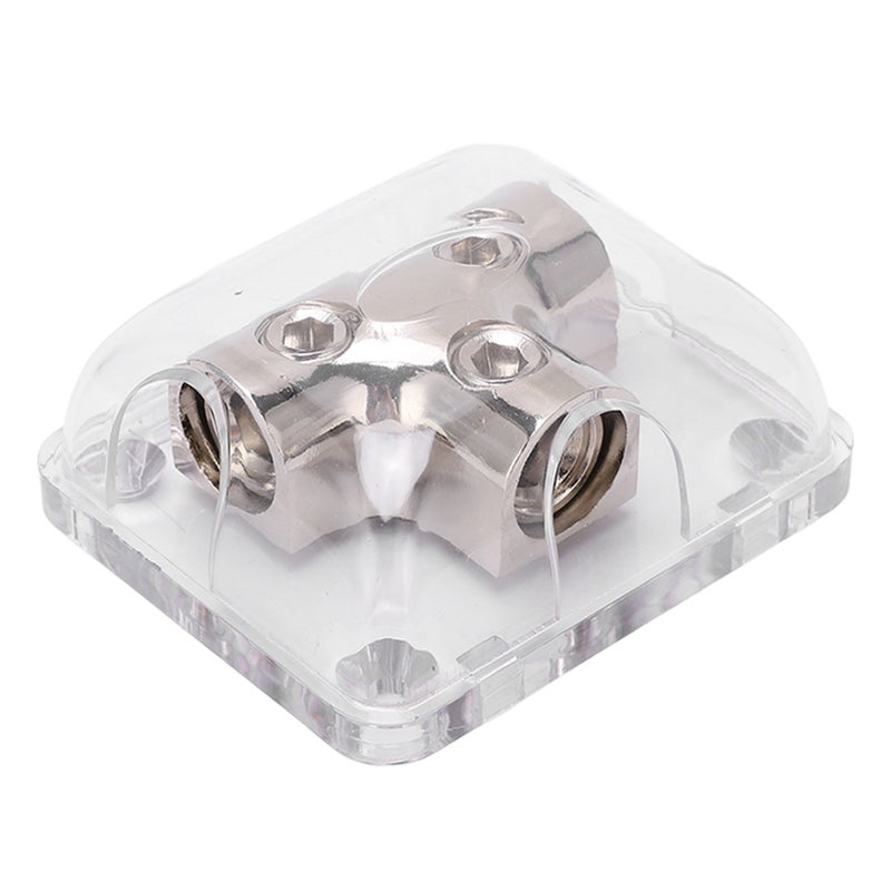2 Way Power Distribution Block 0GA 1 in 2 Out Zinc Alloy Chrome Plated Universal for Car Boat - Image 1