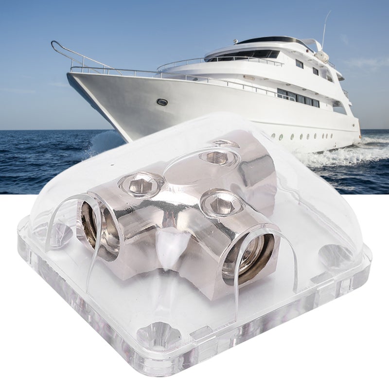 2 Way Power Distribution Block 0GA 1 in 2 Out Zinc Alloy Chrome Plated Universal for Car Boat - Image 4